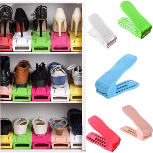 2PCS/lot magic shoe rack Organizer Space Saving Shoes 4 files adjust Storage Holder Height Adjustable Magic 2 Tier Antiskid