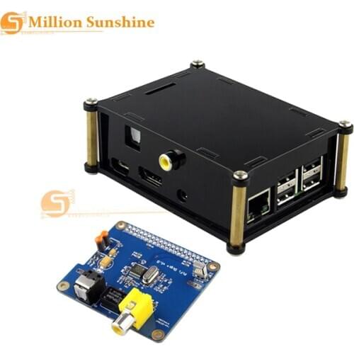 Protective Acrylic Case and Raspberry pi HIFI DiGi+ Digital Sound Card I2S SPDIF Optical Fiber Kits