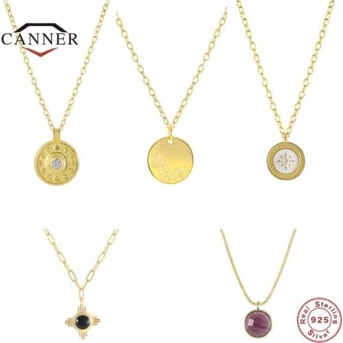 CANNER Real 925 Sterling Silver Pendant Chain Necklace for Women Clavicle Choker Necklaces Delicate Fine Jewelry collares 2021