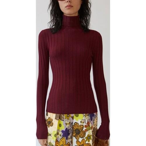 Wool Blend 2021 Fall Winter Womens Turtle Neck Ribs Hem split Short Front and Long Back Pullover Cardigan