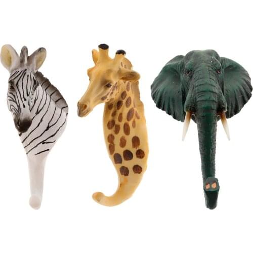 3x Nordic Style Animal Head Hook Giraffe Zebra Elephant Head Decor Coat Rack Towel Keys Cap Shelf for Bathroom Office Home Decor