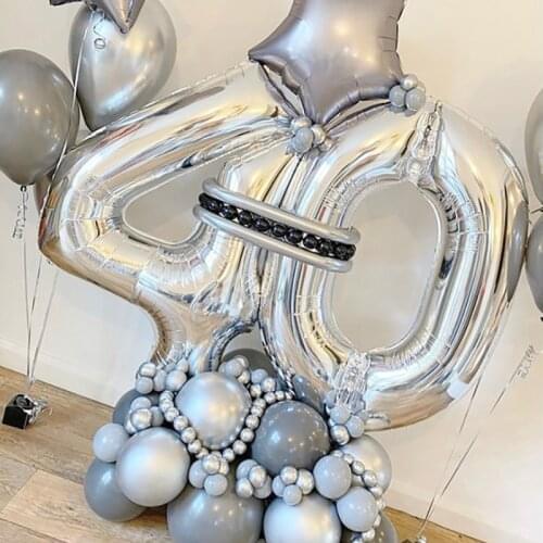 54/64pcs 32inch Gold Silver Foil Number Balloons Sets Star Heart Helium Balloon Adult Birthday Party Wedding Decoration Globos