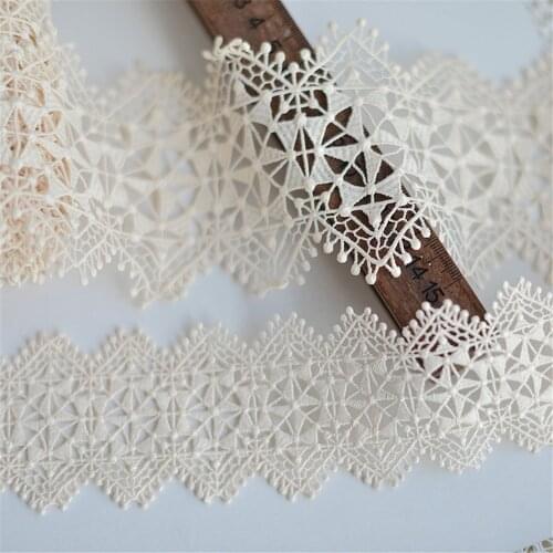 AHYONNIEX 9.5cm x 1 Meter apricot milk silk water-soluble embroidery lace garment lace cheongsam garment material