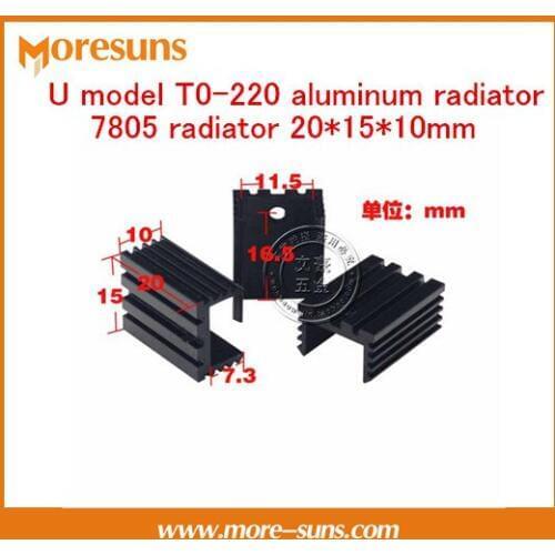 Fast Free Ship 20pcs/lot U model T0-220 aluminum radiator 7805 radiator 20*15*10mm Black heatsink