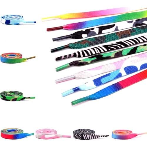 Colorful Printed Shoelace Fashion Pattern Flat Shoelaces Casual Shoe Laces Canvas Shoes Strings Candy Color Gradient Shoe Rope