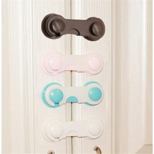 Baby Multifunctional Safety Finger Care Plastic Adjustable Kids Drawer Cabinet Safety Lock Buckle Attach to Fridge and Drawer