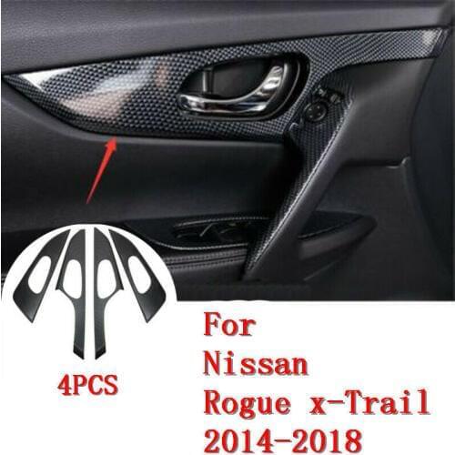 For Nissan Rogue x-Trail 2014-2018 Carbon Fiber style Interior handle bowl cover trim 4pcs