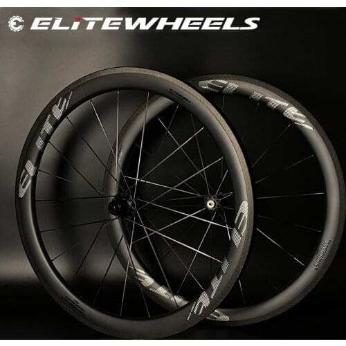 ELITEWHEELS 700c PE Road Carbon Spoke Wheelset Ceramic Bearing Hub 40mm 50mm Tubeless Compatible High TG Brake Surface Brake Rim