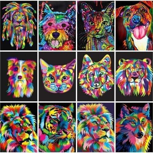 EverShine 5D Paint By Number Cat Hand Painted Coloring By Numbers Anmals Drawing Canvas Wall Art Kits Home Decor