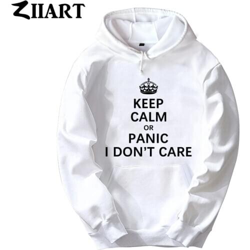 Girls Woman Hoodie Imperial Crown Keep Calm Or Panic I Don’t Care Couple Clothes Autumn Winter Fleece ZIIART