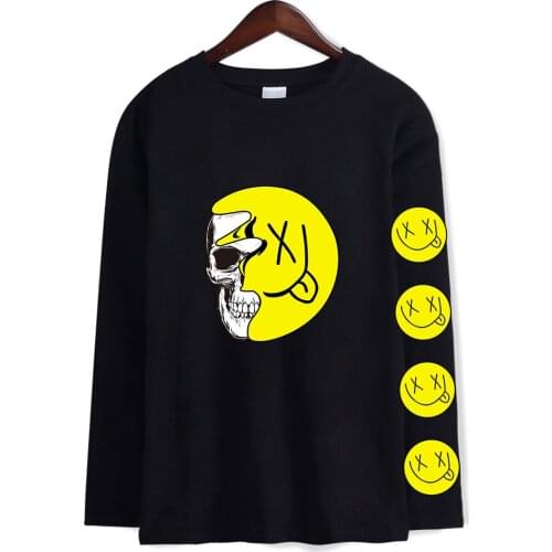 BOBBY MARES 2D Net Red Printed Smile Logo T-shirt Women/men O-neck Printed Long Sleeve Casual Young People, Couple Full Regular