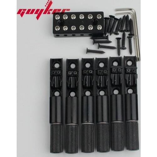 Guyker 6/7/8 Pieces Single String Fan Guitar Bridge – Headless Fixed Fanned Bridges for Electric Guitar Black