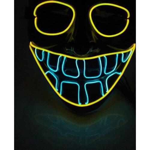 Halloween Bucktooth EL Wire Mask Glowing LED Horror Face Mask House Party Supplies