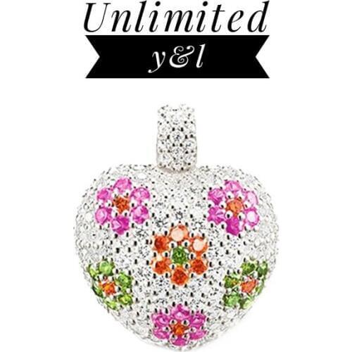 Colorful Flower Heart Pendants for Necklace Women Thomas Style Silver Fashion DIY Jewelry Making Accessories 2018 New Arrivals