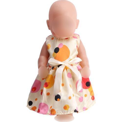 Doll clothes yellow Printed evening dress has many styles fit 43 cm baby dolls and 18 inch Girl dolls f207