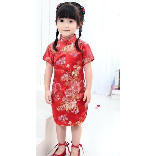 2019 Cute Girls' summer Dresses Kid Chinese chi-pao cheongsam New Year gift Party Childrens Clothes Robe Baby Qipao