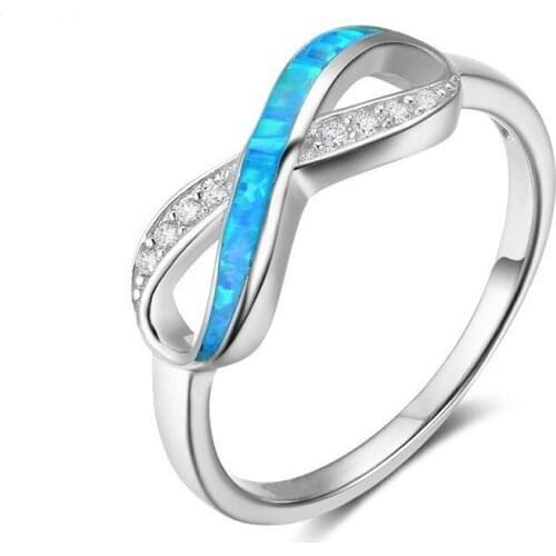 Hot Selling Fashionable Simple 8 Word Annular Blue Rings Women Wedding Engagement Jewelry Rings Best Gifts
