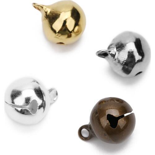 100pcs/lot 6mm 8mm Gold Silver Color Copper Jingle Small Bells Charms Beads Fit Christmas Decoration Crafts Bells Jewelry