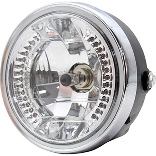 Motorcycle Modified Retro Headlights 8 Inch Angel Ring Headlights for Chopper Far Near Light Steering Headlights