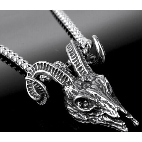 Granny Chic 316L stainless steel Viking goat sheep head mens pendant necklace Retro Nordic punk high quality jewelry