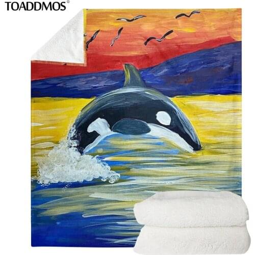 TOADDMOS Cute Dolphin Art Pattern Thin Fleece Blanket Quilt for Kids Adults Sofa Nap Throw Blanket Soft Bed Sheet Home Bedding
