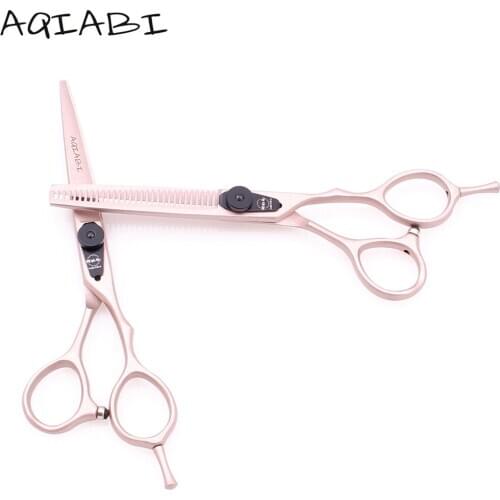 Hairdressing Scissors Set 6" A9015 440C Rose Gold Straight Scissors Hair Thinning Shears Professional Hair Scissors Finger Rest