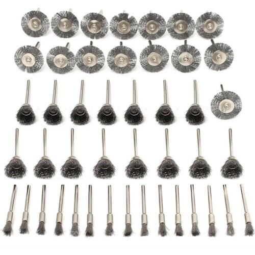 DRELD 45pcs Mini Rotary Stainless Steel Wire Wheel Wire Brush Set Accessories for Dremel Mini Drill Rotary Tools Cleaning Tools