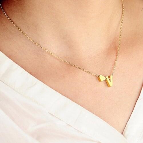 New Fashion T-Z 7 Letters with Love Heart Pendants Choker Necklaces for Lovers Gift #238653