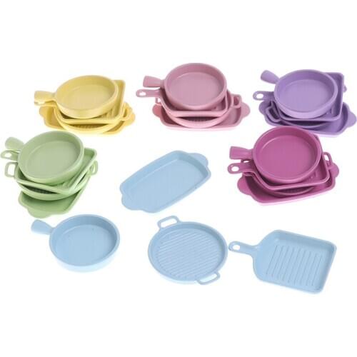 New 4pcs/Set 1/12 Dollhouse Miniature Steak Plate Dish Model Kitchen Cooking Toys For Dollhouse Decoration