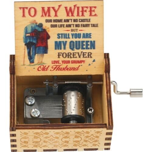 New Mini Vintage Wooden Music Box Hand Cranked Music Case Carved Engraving Christmas Festival Presents Birthday Gifts for Kids