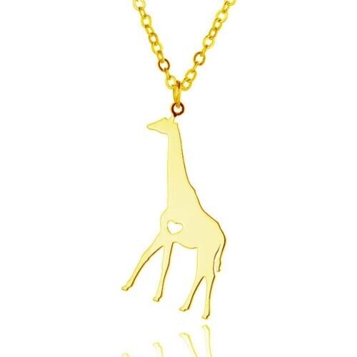 New Giraffe Charm Necklace Gold Color Silver Color Stainless Steel Giraffe Pendant Necklace Giraffe Jewellery