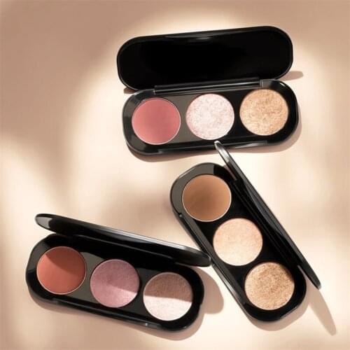 New Arrivel 3 Colors Blush&Highlighter Palette Face Matte Highlighter Powder Illuminated Blush Powder