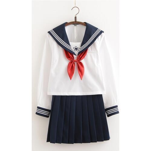 New Arrival Japanese JK Sets School Uniform Girls Sakura Embroideried Autumn High School Women Novelty Sailor Suits Uniforms XXL