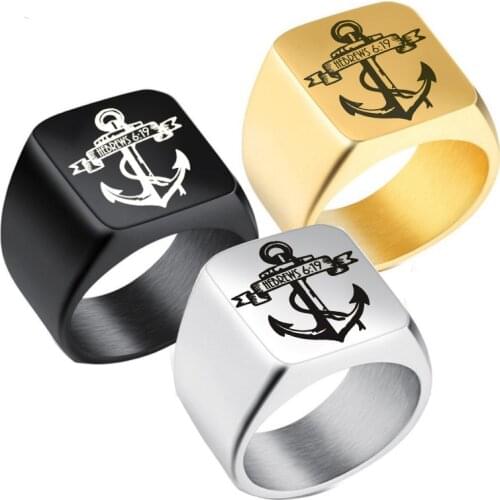 Personalized Hip Hop Name Ring Custom Engraved Name Stainless Steel Ring Totem Ring Charm Jewelry Gift For Men‘s Ring