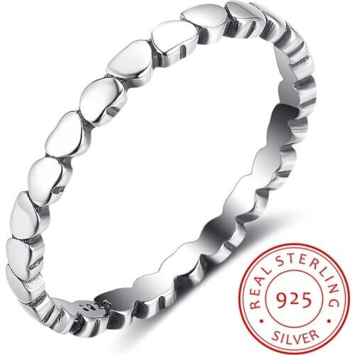 925 Sterling Silver Finger Rings For Women Jewelry 925 Silver Heart With Heart Ring Girls Joint Tail Ring Jewelry Wholesale