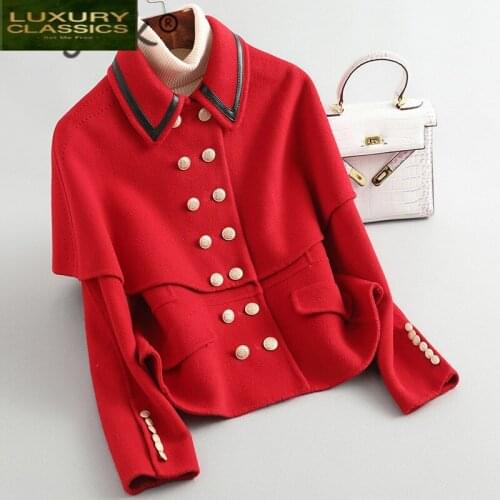 Wool 100% Elegant Ladies Coat Female Spring Autumn Manteau Femme Hiver 2021 Korean Vintage Office Blend Woolen Jacket W05