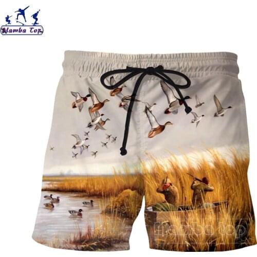 Mamba Top Men Shorts Women Trend 3D Print Hunter Animal Wild Duck Mallard Vacation Hound Hunting Chase Prey Unisex Elastic Pants