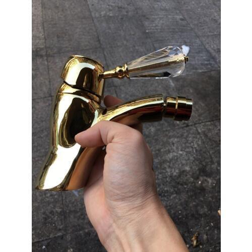 Free ship Singe hole bathroom bidet faucet mixer tap Gold clour deck mounted without drain