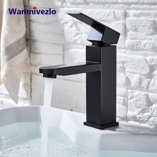 Black/Nickel/Gold Basin Faucets Hot Cold Water Mixer Tap Single Handle Mixer Tap Faucet Black/White Bathroom Water Crane Tap