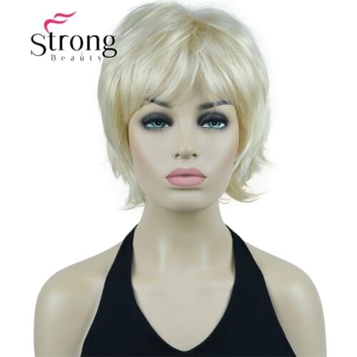 StrongBeauty Short Soft Fluffy Light Blonde Pieced out Full Synthetic Wig COLOUR CHOICES