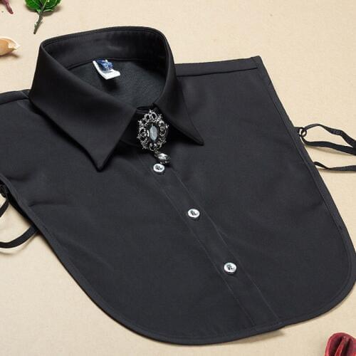 Vintage lady shirt women pearl bead saving Removable Fake Crystal decaration false sweater blouse shirt collier femme wife gift