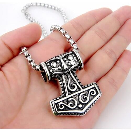 High Quality stainless steel personality viking pendant popular European and American Mens Thor necklace