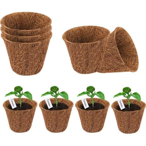 10pcs Biodegradable Coconut Palm Nursery Pots Round Flower Vegetable Seedlings Nursery Cup Eco-Friendly Garden Supplies Dropship