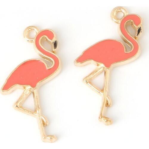 10pcs Sweet Style Fuchsia/Pink Flami Shape Enamel Charm Trendy Pendant for Jewelry DIY Findings Necklace Bracelet Earring Making