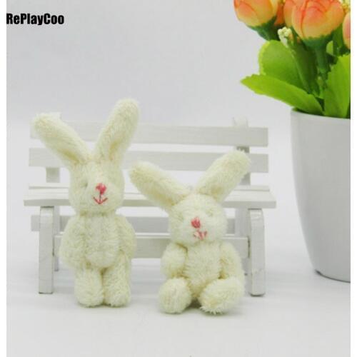 10Pcs/Lot Kawaii Mini Bunny 8CM Plush Toys Flower Rabbit Soft Stuffed Animal Toys Small Pendant By Phone Gifts For Wedding 02201