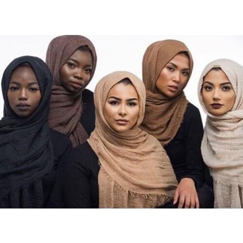 10pcs/lot High Quality Plain 87 Colors Crinkled Bubble Scarf Shawl with Fringes Muslim Hijab Head Wrap Veil