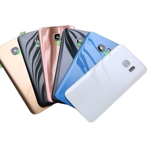 50pcs Rear Battery Door Case For Samsung Galaxy S7 edge G930 G935 s7edge Back Glass Housing Cover+Camera Lens
