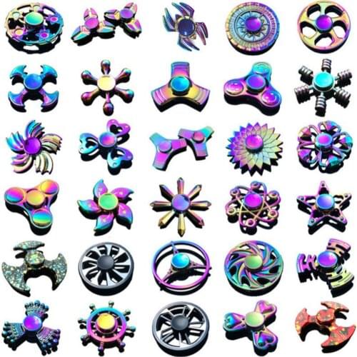 20PCS Rainbow Heptagonal Hand Spinner Bearing Autism ADHD Relieves Stress Toys Metal Fidget Spinner Fingertip Toy For Kids Gifts