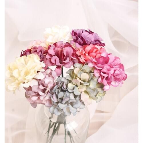 25pcs/lot Multicolor Mini Hydrangea 4cm Artificial Flower Bulbous Chrysanthemum DIY Handmade Garland Home Decoration Accessory