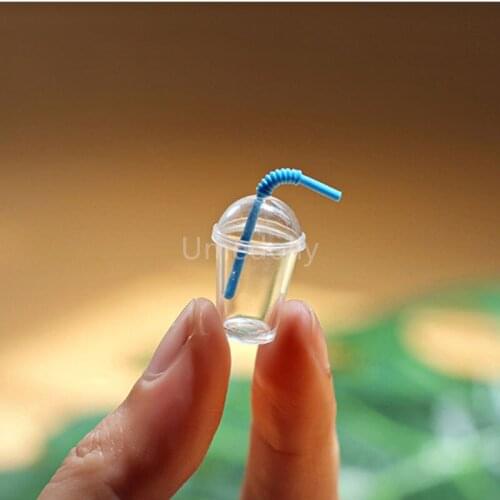 5PCS 1/12 Scale Dollhouse Miniature Cup with Straw Mini Foods for Doll Pretend Play Kitchen Toy Accessories